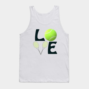 Tennis Love with Ball and Rackets for Players and Fans (Black Letters) Tank Top